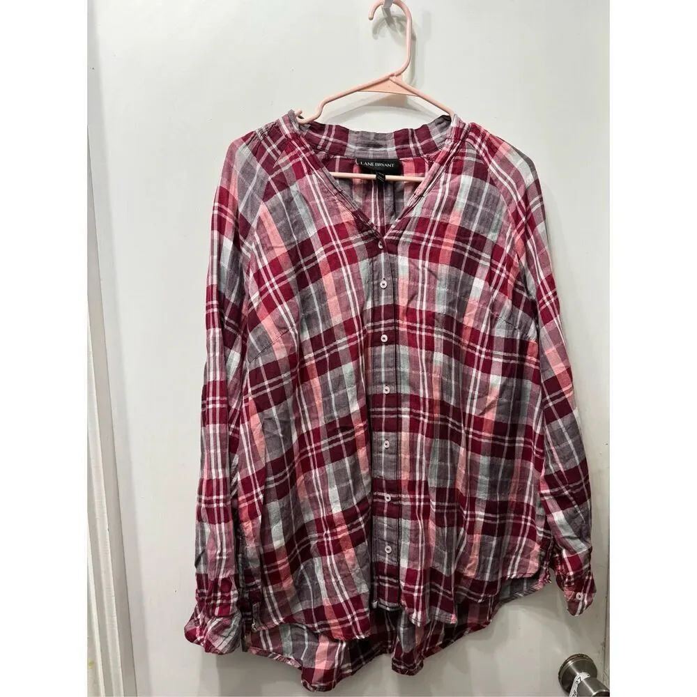 Lane Bryant Women’s Large Plaid Button Up Shirt
